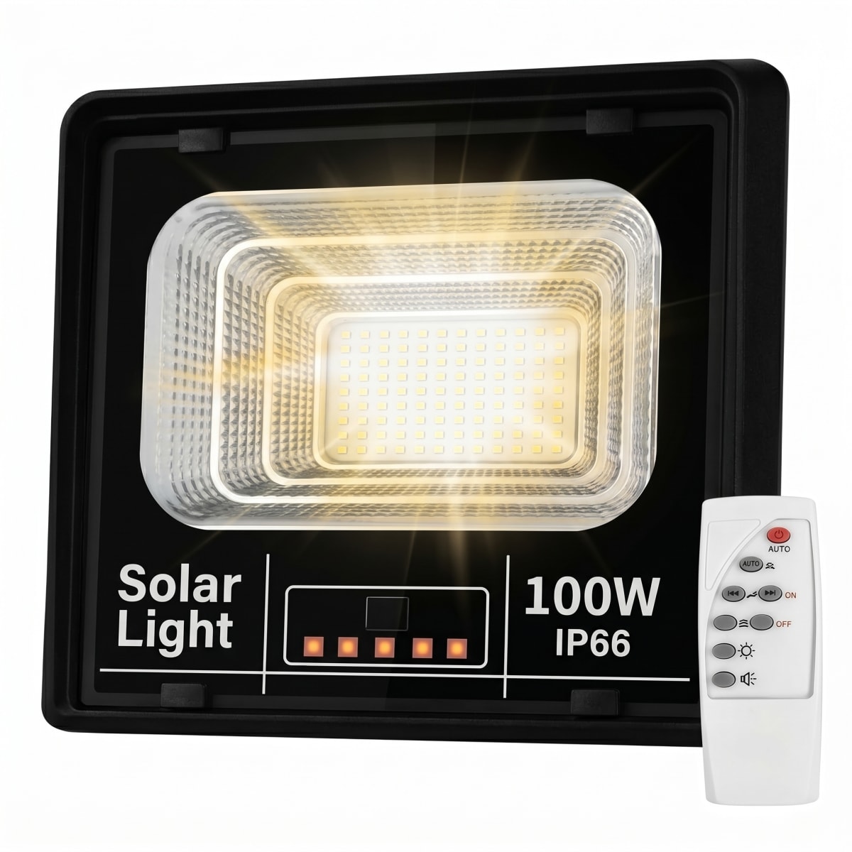 Lámpara Solar 100W MS-100W para Exterior Ilumina Toda la Noche sin Cableado Control Remoto IP66 Resistente a Lluvia y Polvo Ahorro Energético para Jardín o Garaje6