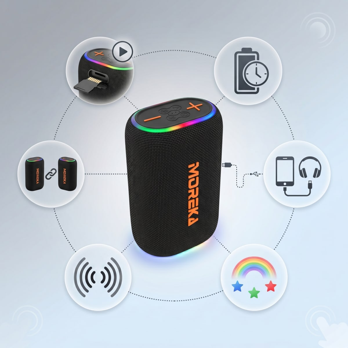 Bocina Moreka 442 20w Batería 10000mah 46h Playback Tws5