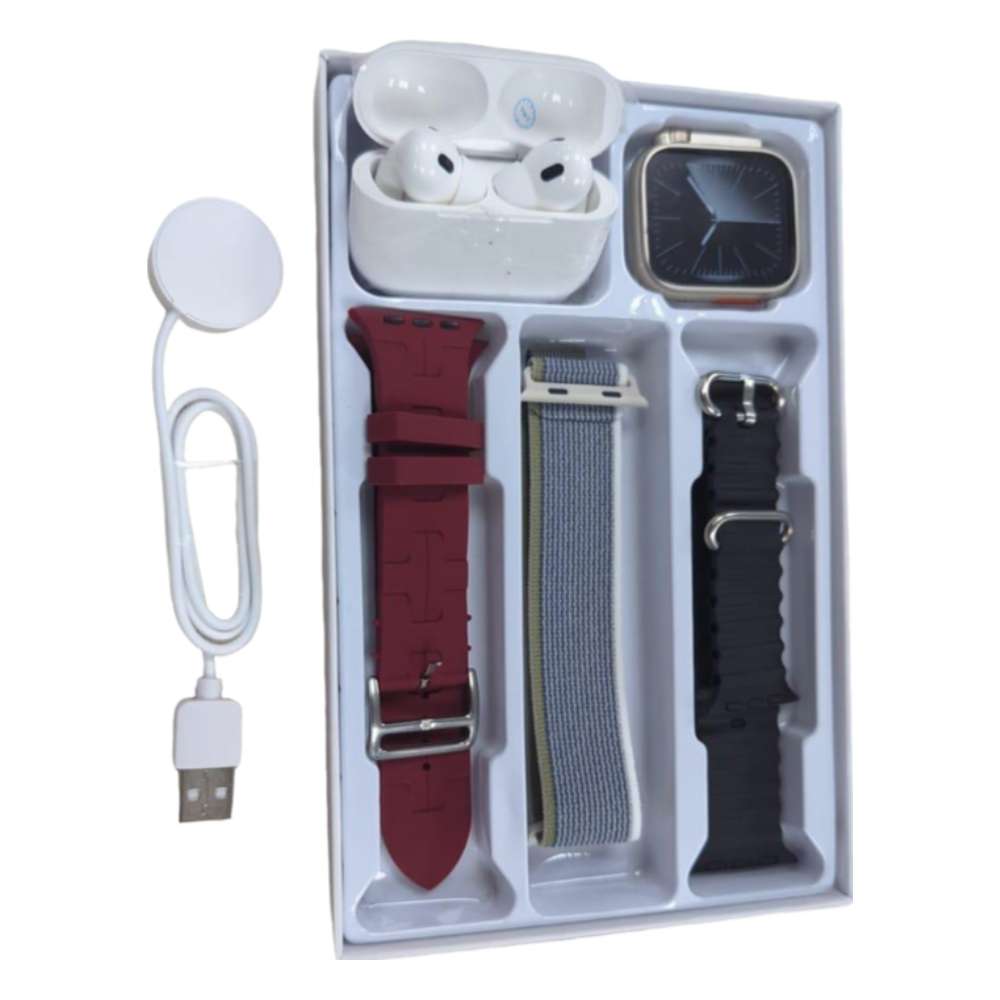 Smart Watch ET21 Ultra Max Carga Inalámbrica 3 Bandas y audifonos8