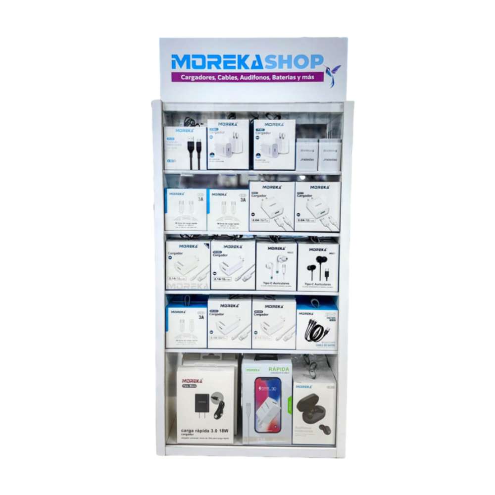 Exhibidor Moreka con 80 accesorios para celulares desarmable1