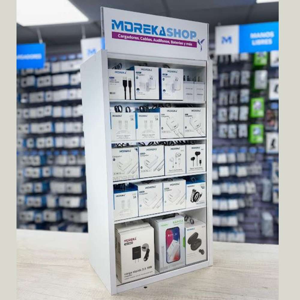 Exhibidor Moreka con 80 accesorios para celulares desarmable6