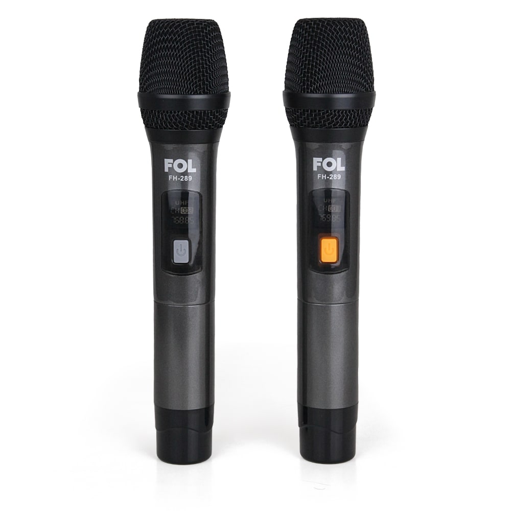 Paquete de dos Micrófonos Inalámbricos con Transmisor conector 6.3mm FOL FH-2896