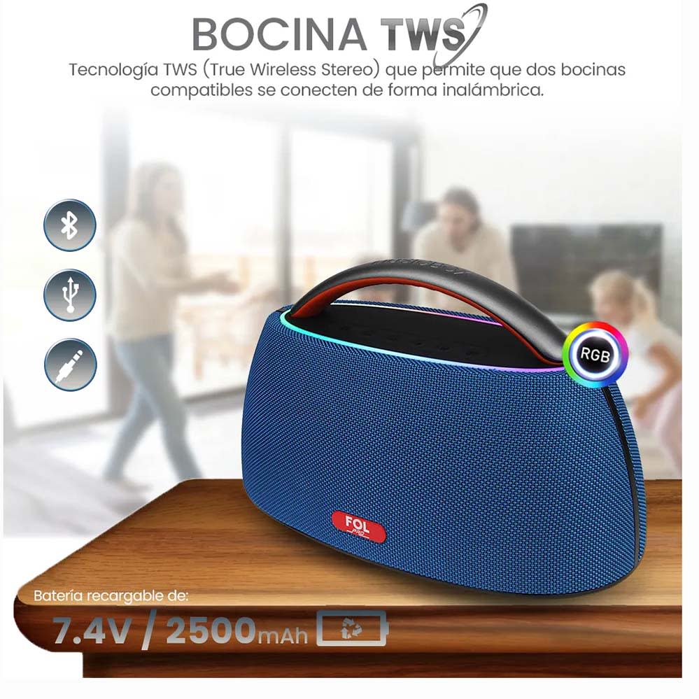 Bocina Fol 40W 2500mAh Bluetooth, TF Card, Radio FM, USB FS-R3168