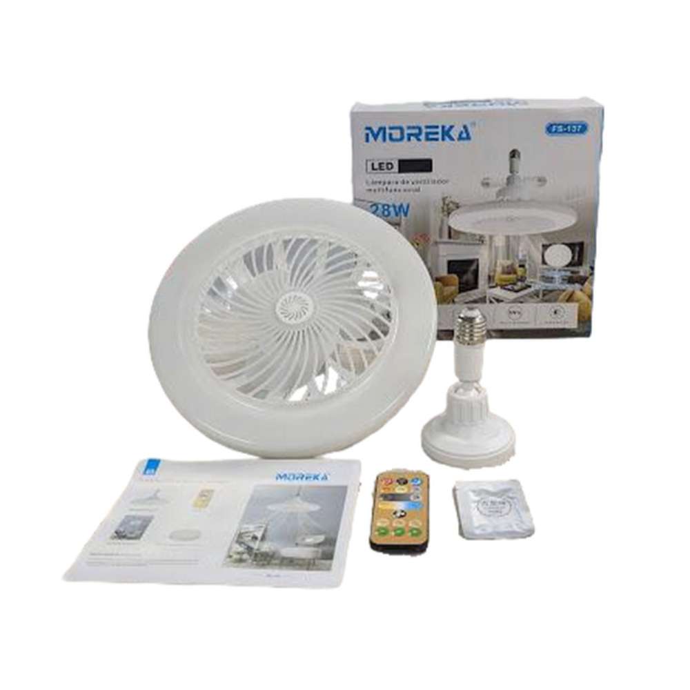 Ventilador De Techo Moreka Lámpara Led Foco 28w Silencioso2