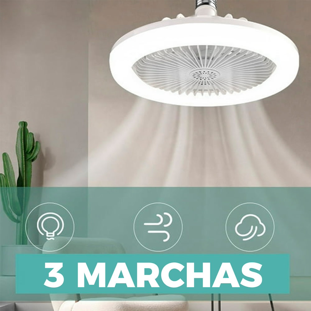 Ventilador De Techo Con Lámpara Led Foco 28w Silencioso FS-1376