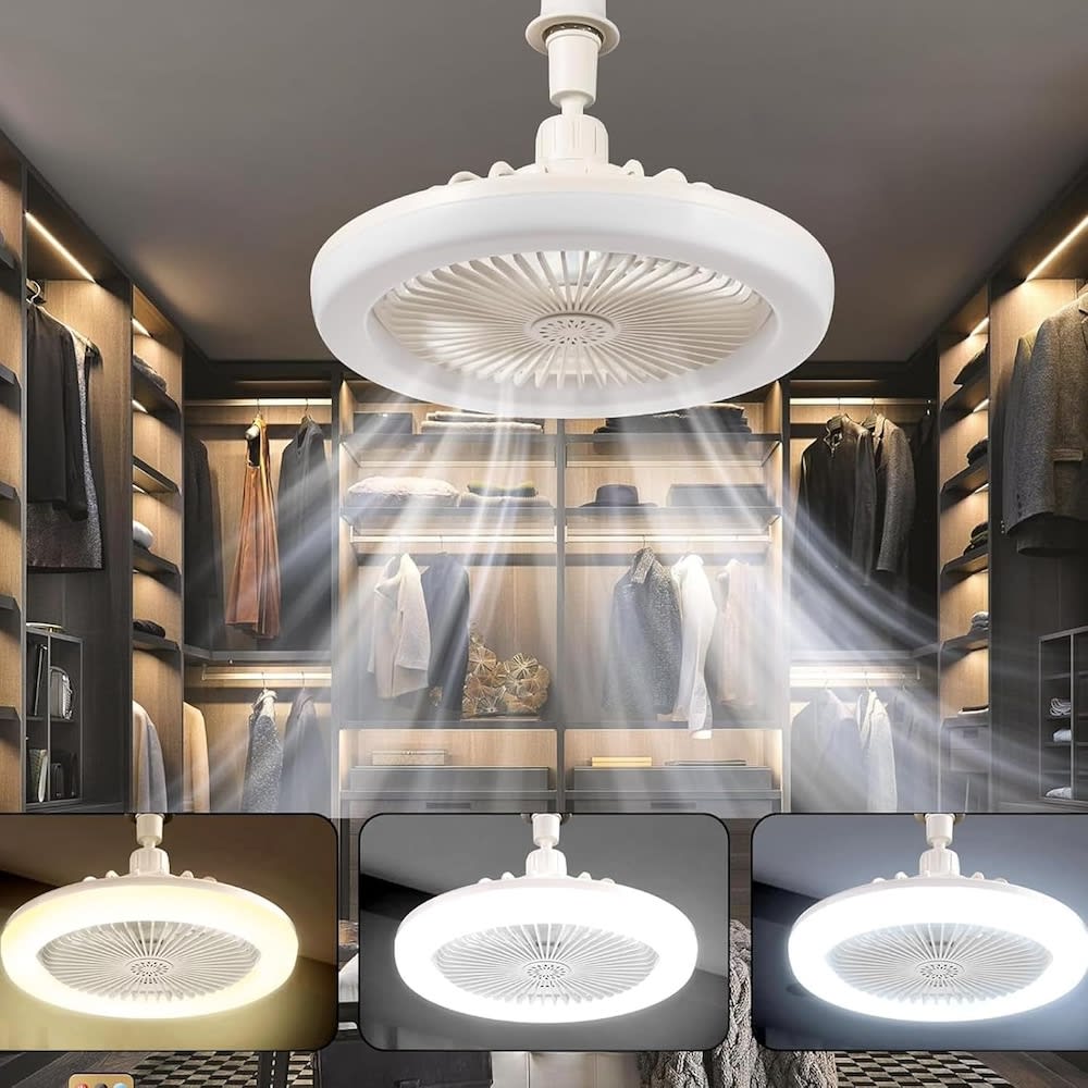 Ventilador De Techo Moreka Lámpara Led Foco 28w Silencioso3