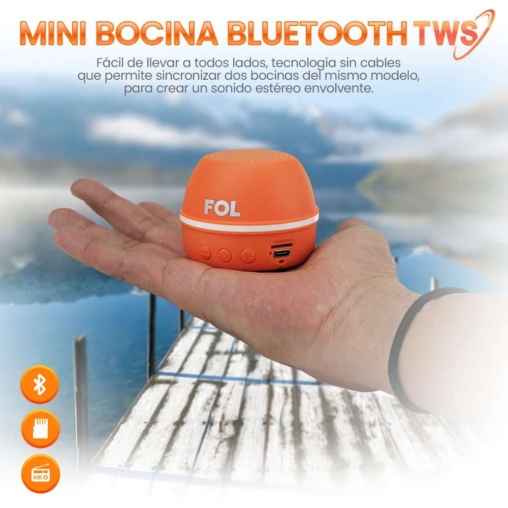 Mini Bocina Fol 5W 600mAh Bluetooth aro magnético, USB TWS S1964