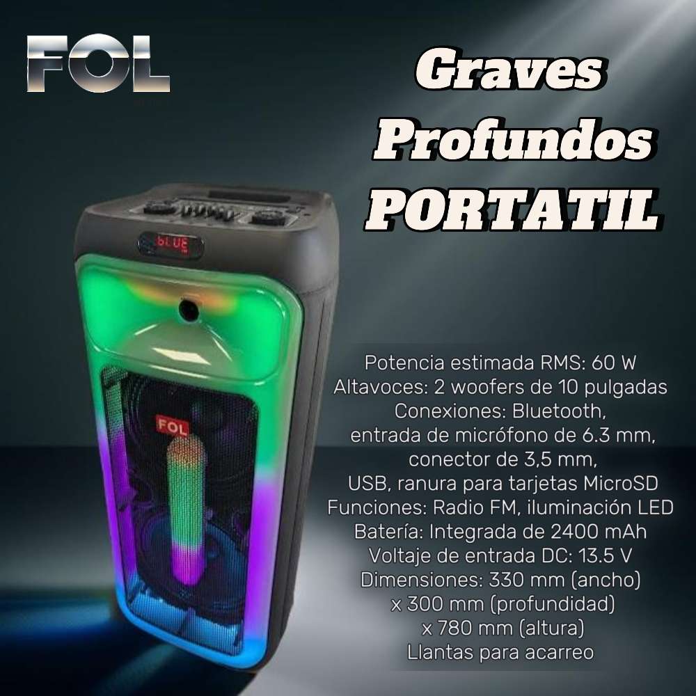 Sistema de Sonido Portátil dos wooferes de 10 pulgadas 60W FS-L10283