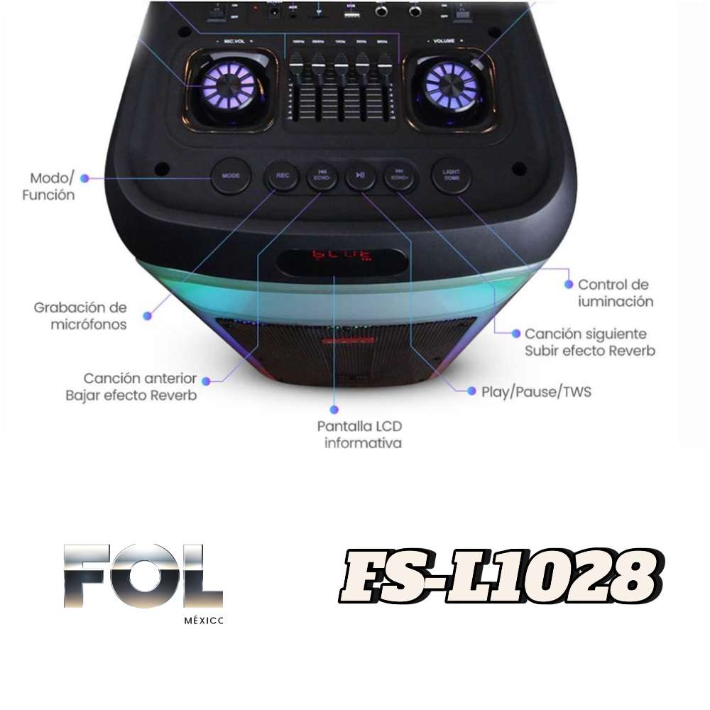 Sistema de Sonido Portátil dos wooferes de 10 pulgadas 60W FS-L10285