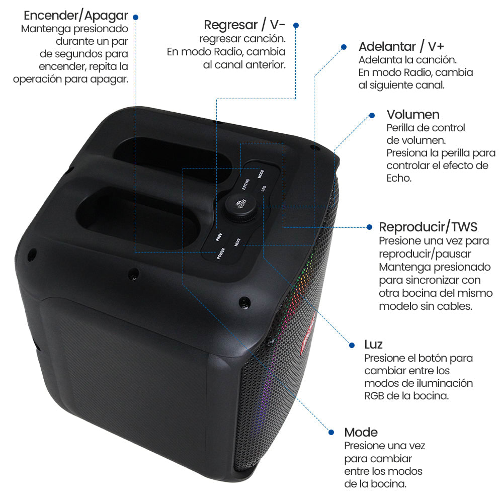 Bocina Bluetooth 50W 2000mAh TWS FOL FS-L12069