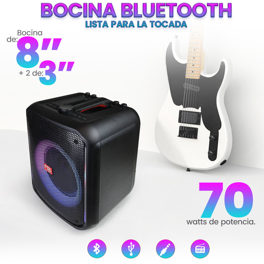 Bocina Fol 70W 6600mAh Bluetooth, TF Card, Radio FM, USB FS-L12183