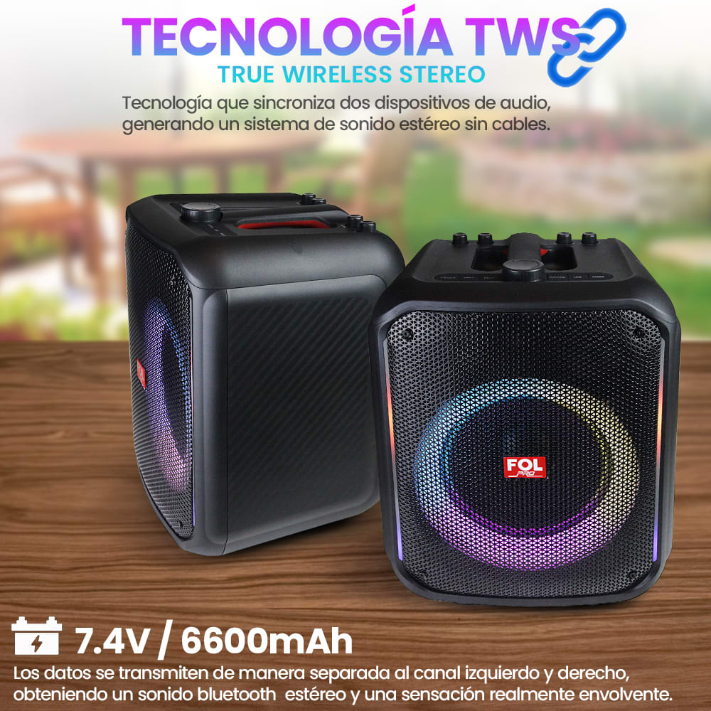 Bocina Fol 70W 6600mAh Bluetooth, TF Card, Radio FM, USB FS-L12185