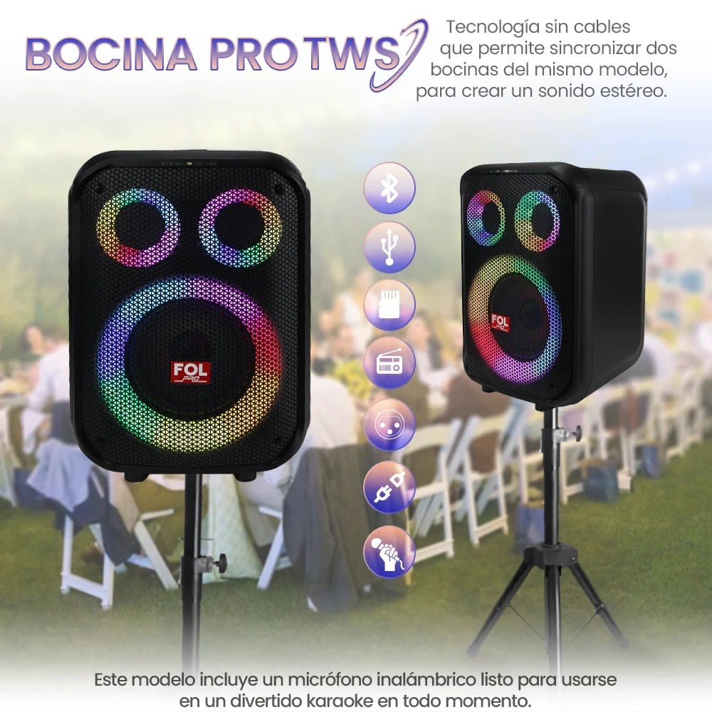 Bocina Fol 90W 8000mAh Bluetooth, 6.5