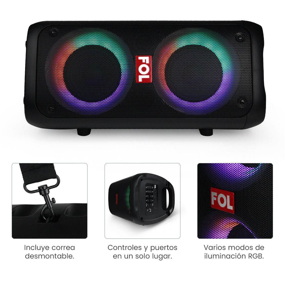 Bocina FOL Bluetooth Estéreo 20W 2200mAh Sonido inmersivo3
