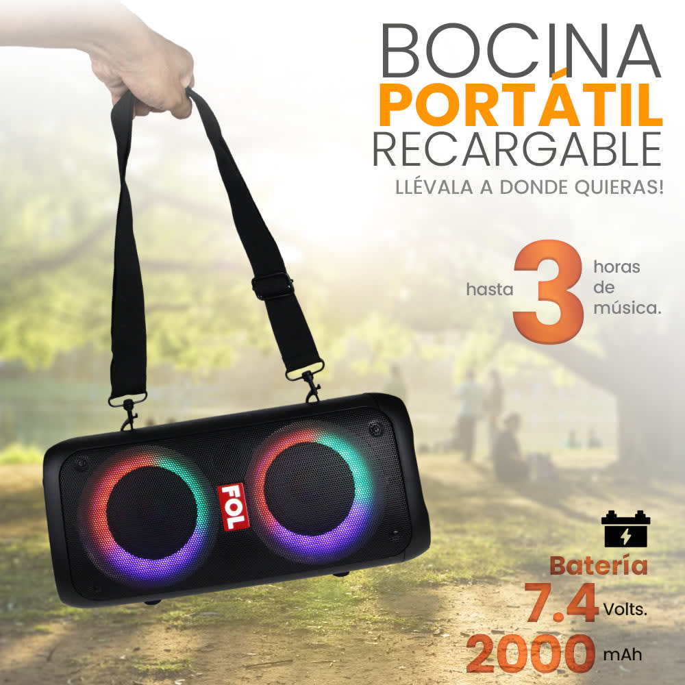 Bocina FOL Bluetooth Estéreo 20W 2200mAh Sonido inmersivo4