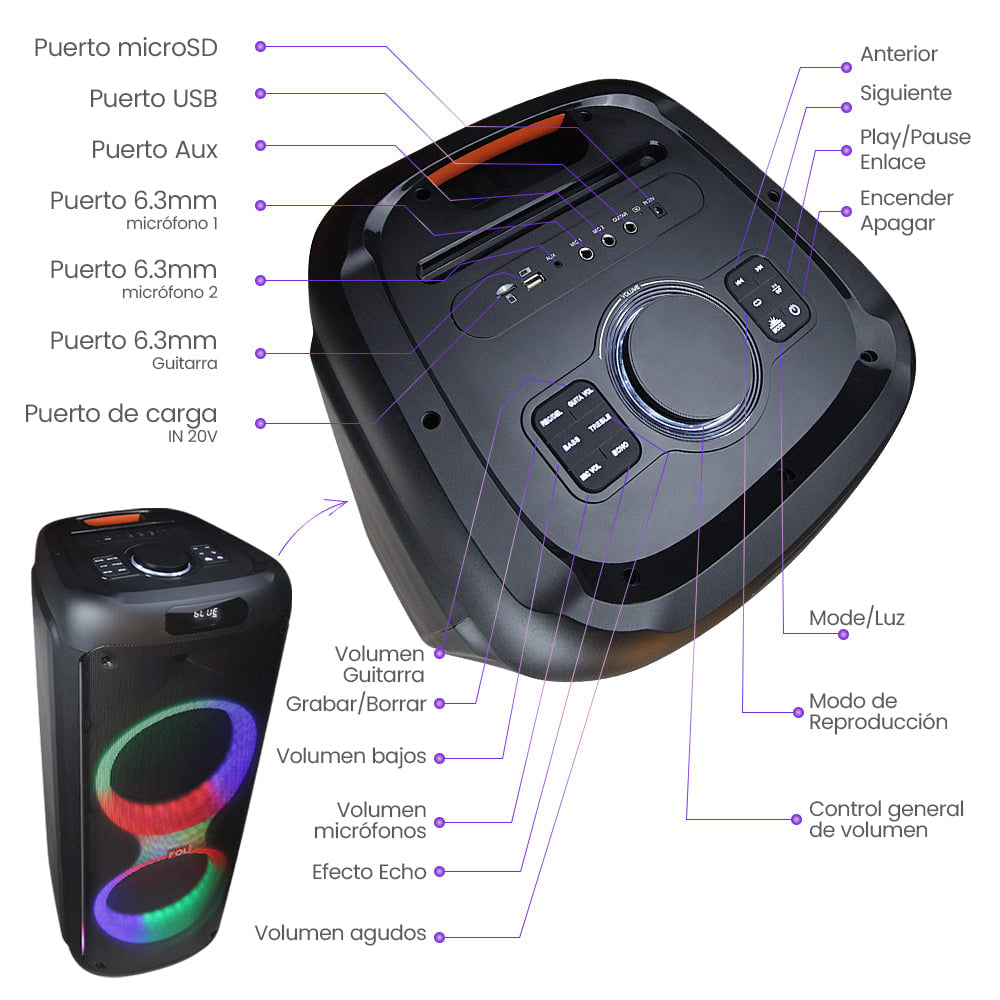 Bocina portátil 110W Subwoofer 12? + 1 bocina de 2? FS-L22126