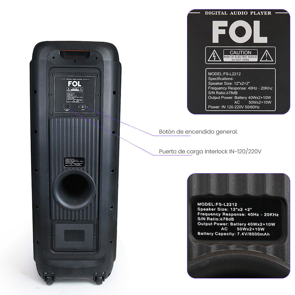 Bocina portátil 110W Subwoofer 12? + 1 bocina de 2? FS-L22127