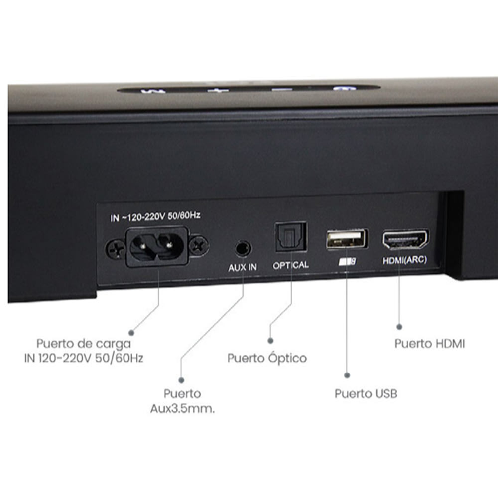 Barra de Sonido Bluetooth 70 watts 14.8V 2600mAh Puerto Óptico HDMI FOL FS-M2389