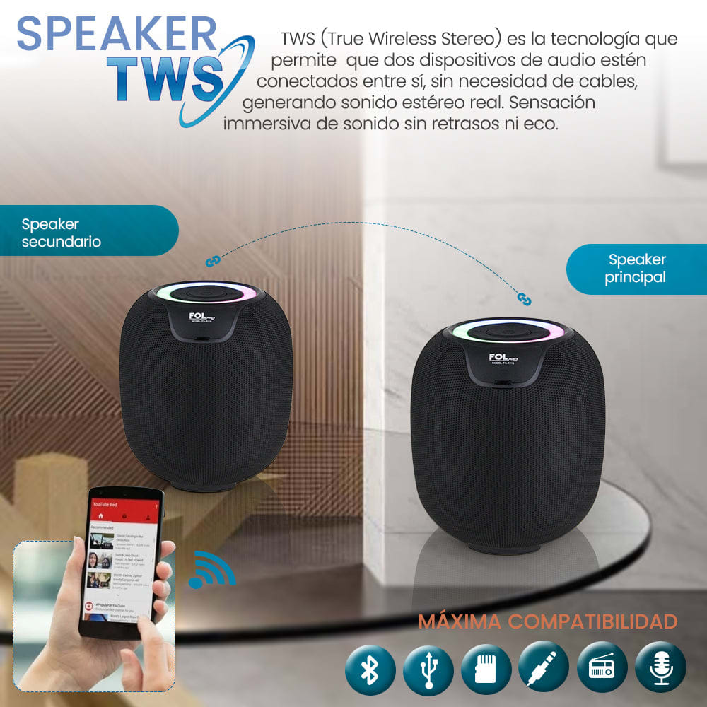 Bocina Bluetooth 18W 2200mAhh TWS FOL FS-R1183