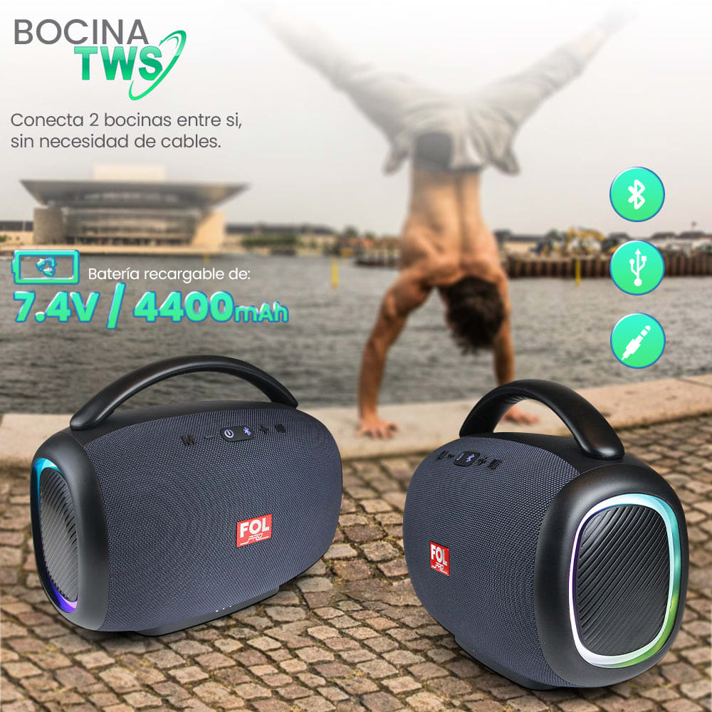Bocina Bluetooth 50W 4400mAh TWS FOL FS-R213L4