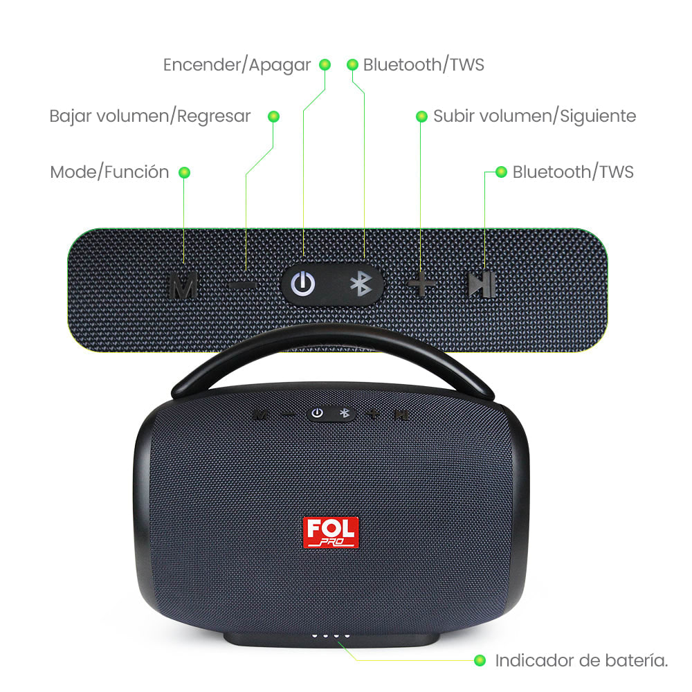 Bocina Bluetooth 50W 4400mAh TWS FOL FS-R213L5