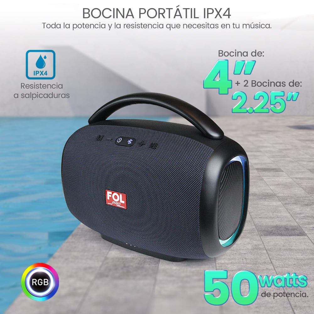 Bocina Bluetooth 50W 4400mAh TWS FOL FS-R213L3