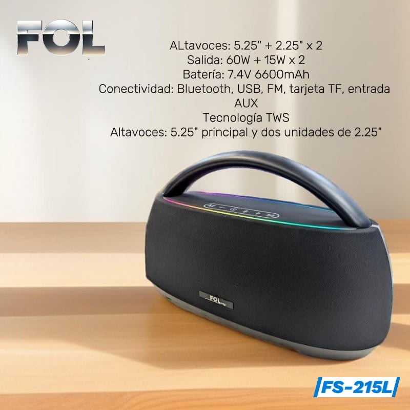 Bocina Bluetooth Fol FS-R215L 90W 6600mAh estereo inmersivo2