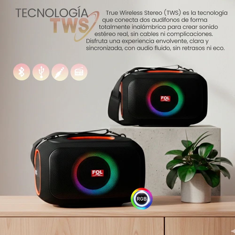 Bocina FOL FS-R306 90W 8000mAh 3hrs de bateria Bluetooth | MOREKA SHOP