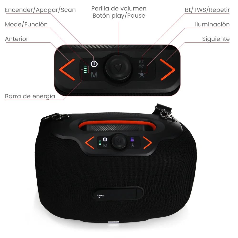 Bocina FOL FS-R306 90W 8000mAh 3hrs de bateria Bluetooth4