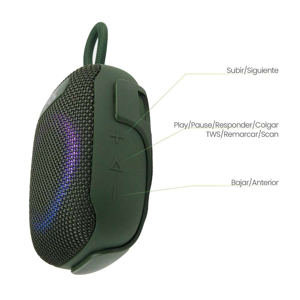 Bocina Moto Bluetooth FOL FS-S195 TF Card Radio FM 1800mAh 8W Resistente al agua IPX64