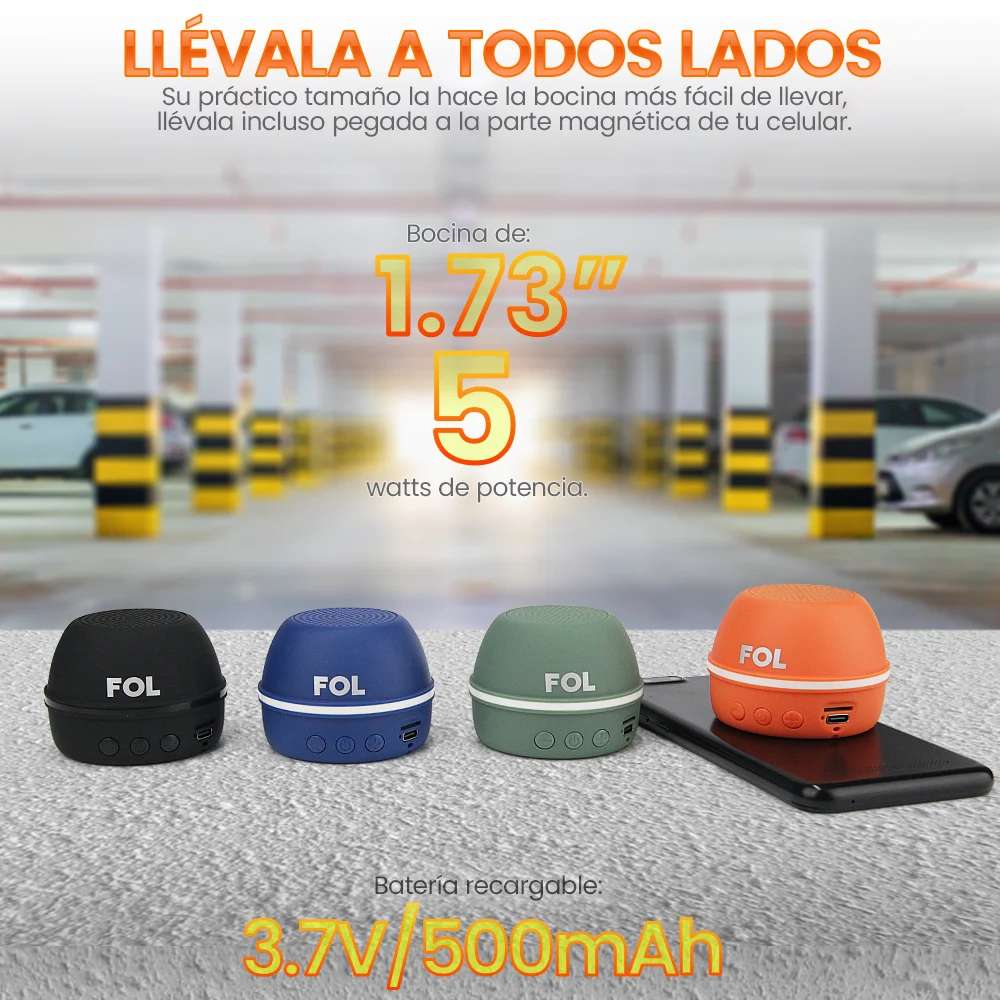 Mini Bocina Fol 5W 600mAh Bluetooth aro magnético, USB TWS S1963