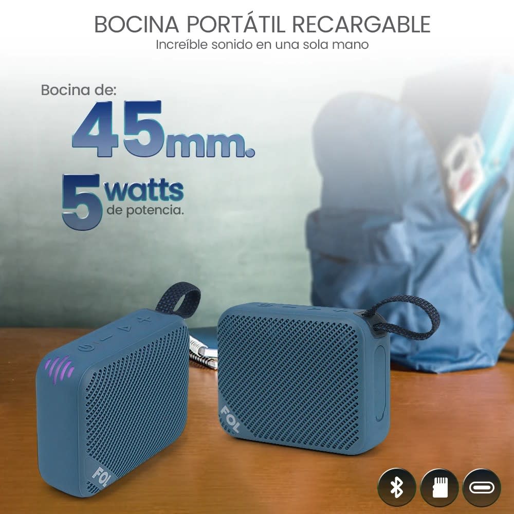 Mini Bocina Fol 5W 10000mAh Bluetooth recargable, USB TWS S1983