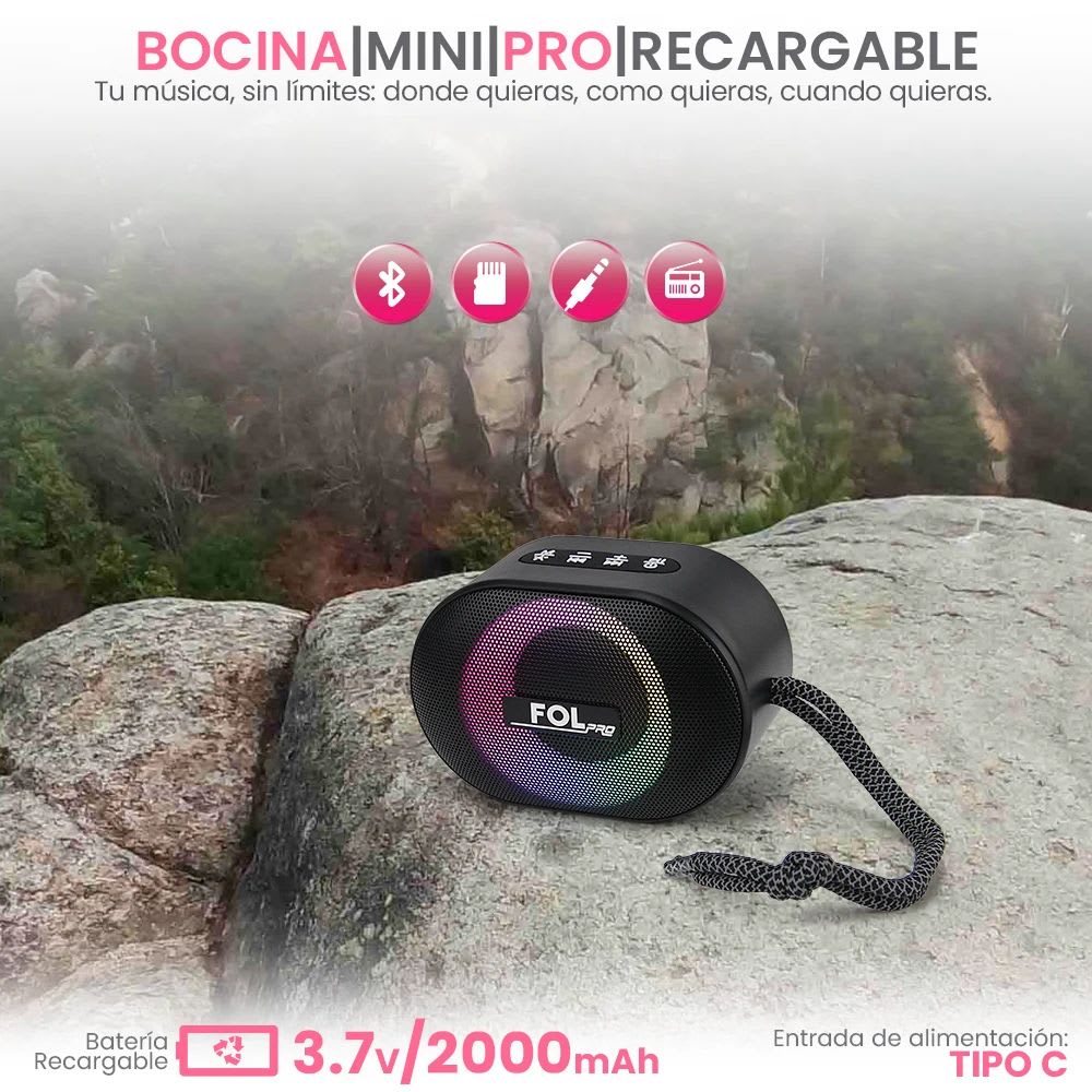 Mini Bocina FOL FS-SP06 5W 2000mAh Bluetooth recargable FM TWS4