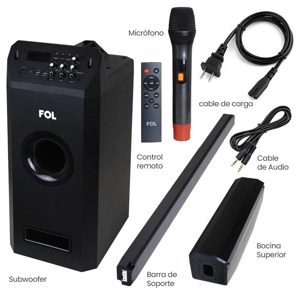 Torre De Audio Con Subwoofer 8 pulgadas más 4 bocinas 200W 2000mAh Fs t1084