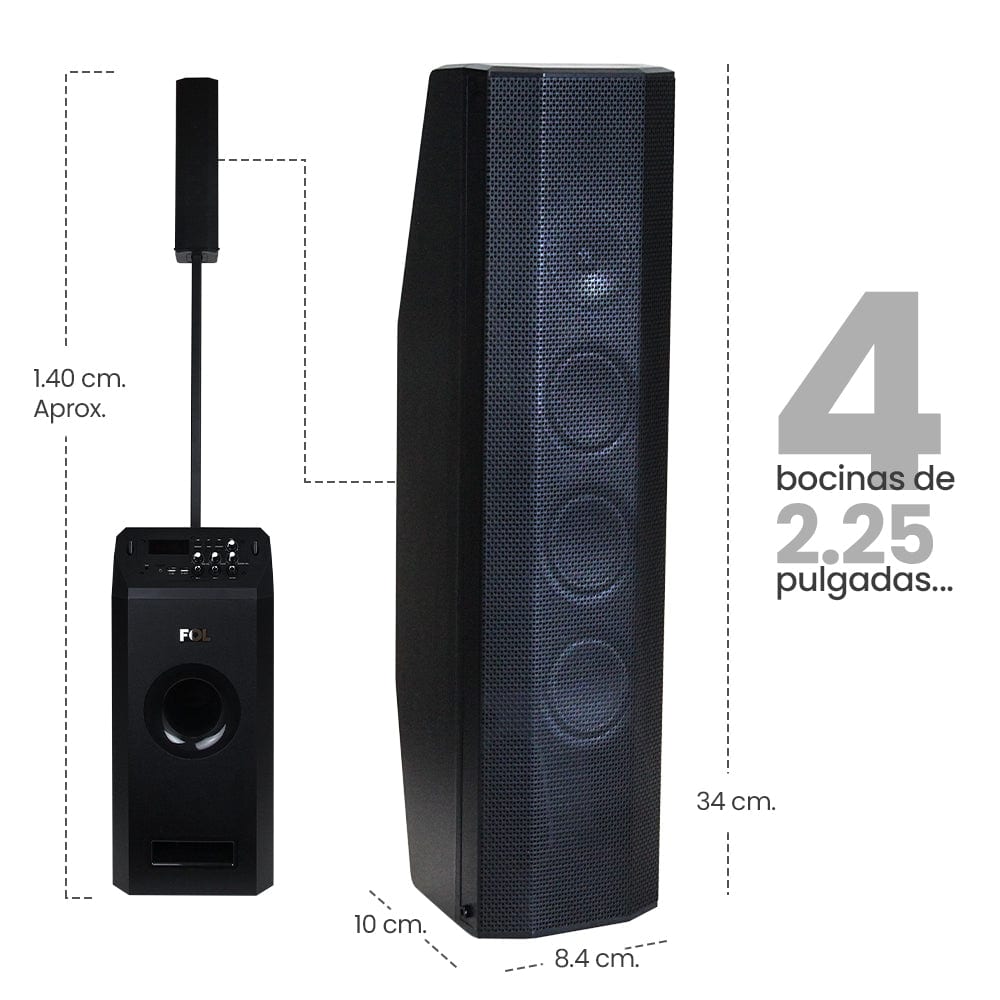 Torre De Audio Con Subwoofer 8 pulgadas más 4 bocinas 200W 2000mAh Fs t1082