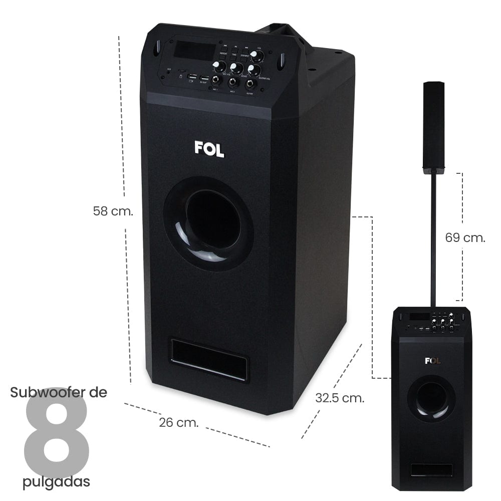 Torre De Audio Con Subwoofer 8 pulgadas más 4 bocinas 200W 2000mAh Fs-t1083
