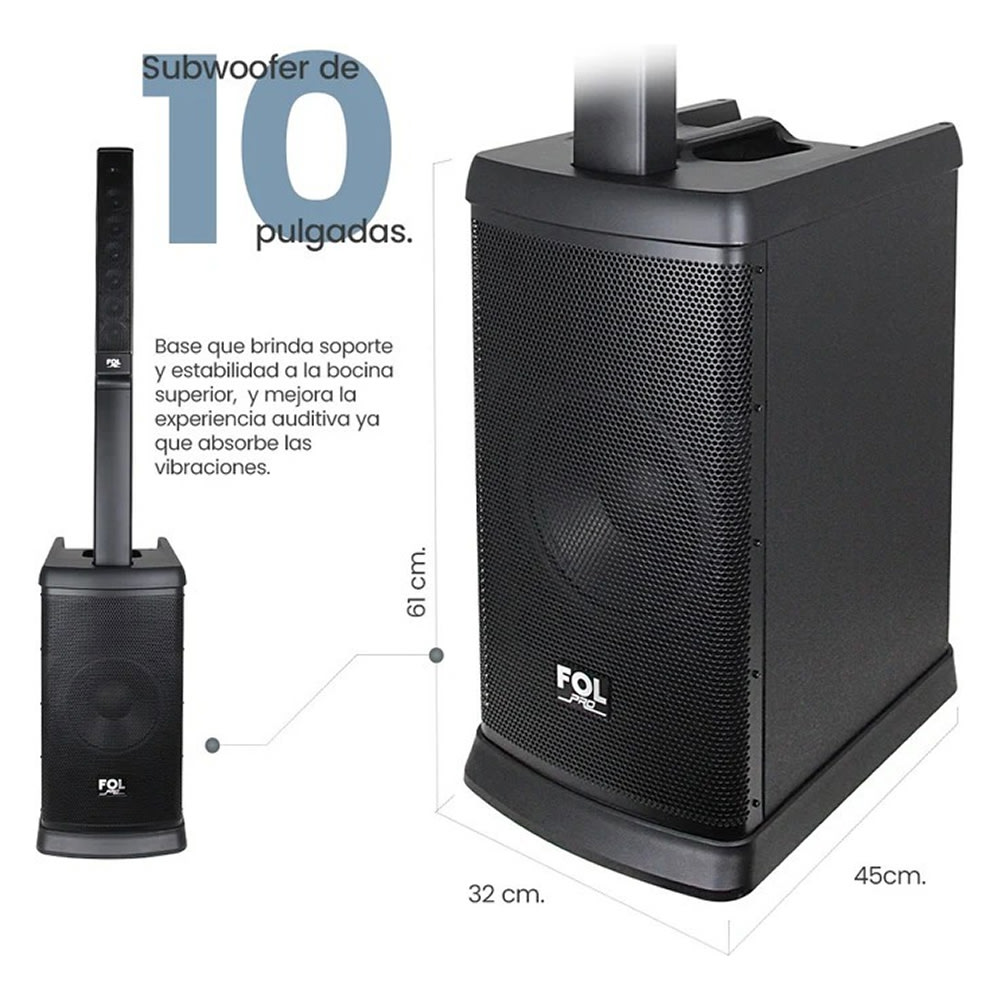 Torre De Audio Con Subwoofer 10 pulgadas más 6 bocinas 420W FS-T8884