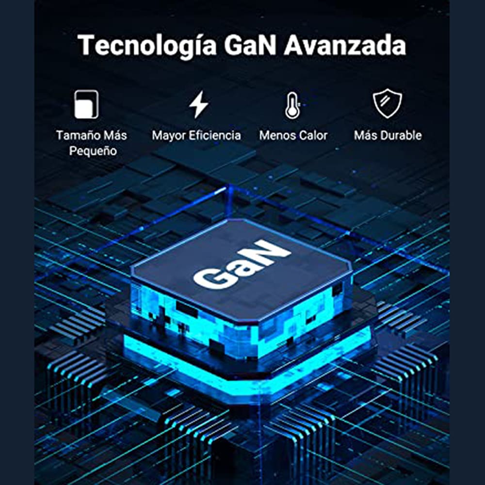 Cargador 35W GaN 5V- 3A 2 Puertos PD 35W max QC3.1  cable tipo C Moreka DHJ425