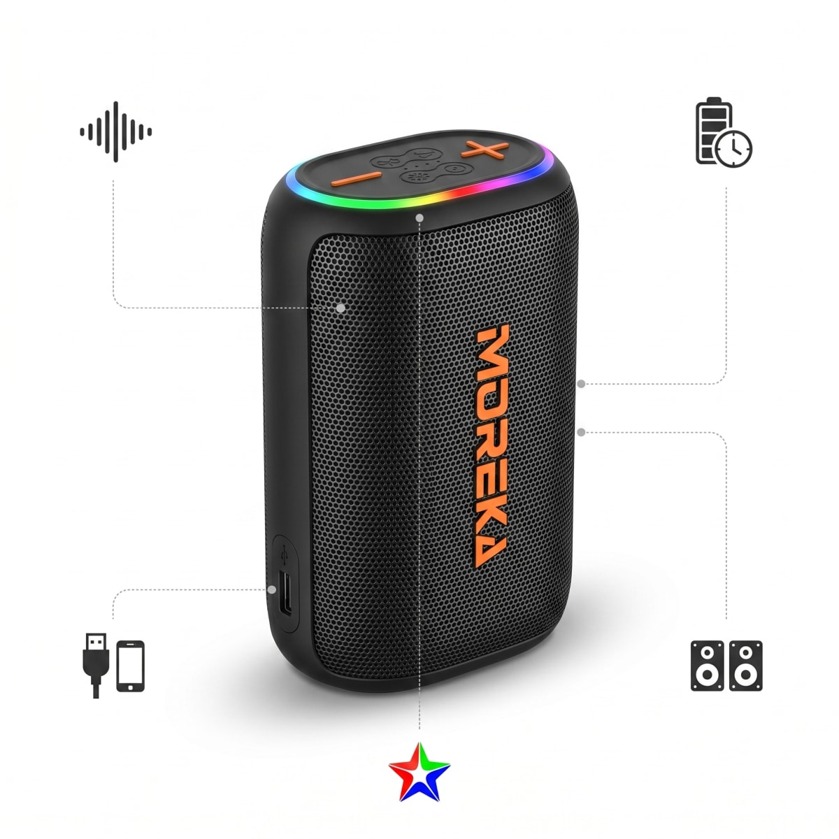 Bocina Moreka 442 20w Batería 10000mah 46h Playback Tws1