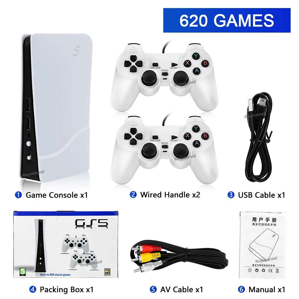 Consola de videojuegos GS5 Pro 620 juegos 8 bitsm portáti 2 controles10
