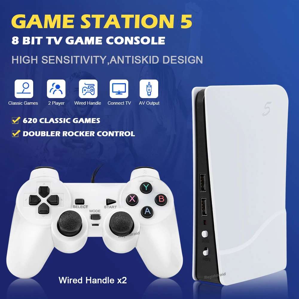 Consola de videojuegos GS5 Pro 620 juegos 8 bitsm portáti 2 controles2