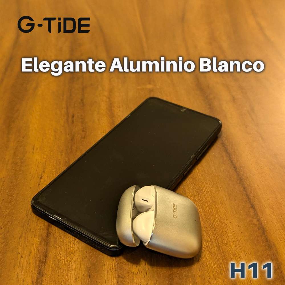 Audífonos Bluetooth Cancelación de Ruido aluminio 30mAh + estuche 300mAh IPX4 G-TIDE H117