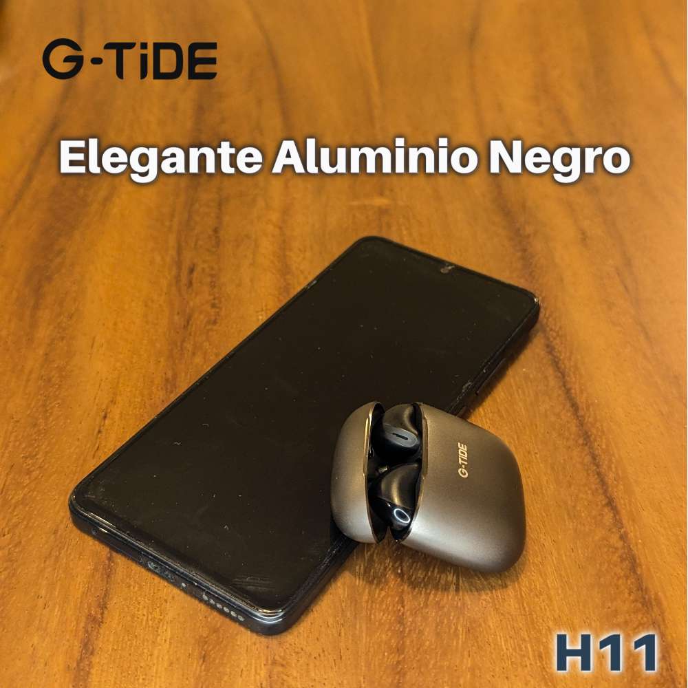 Audífonos Bluetooth Cancelación de Ruido aluminio 30mAh + estuche 300mAh IPX4 G-TIDE H118