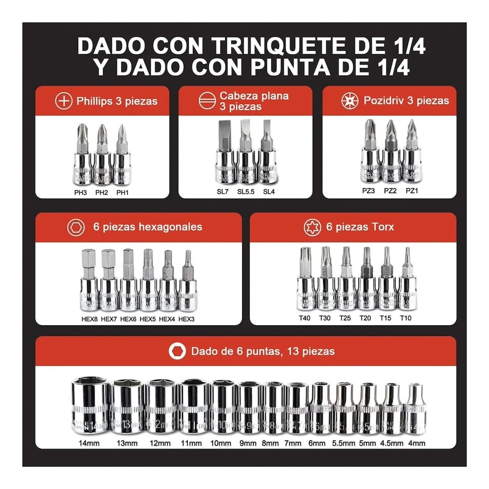 Estuche de Herramientas Juego 46 Piezas GJX2347 con Estuche3