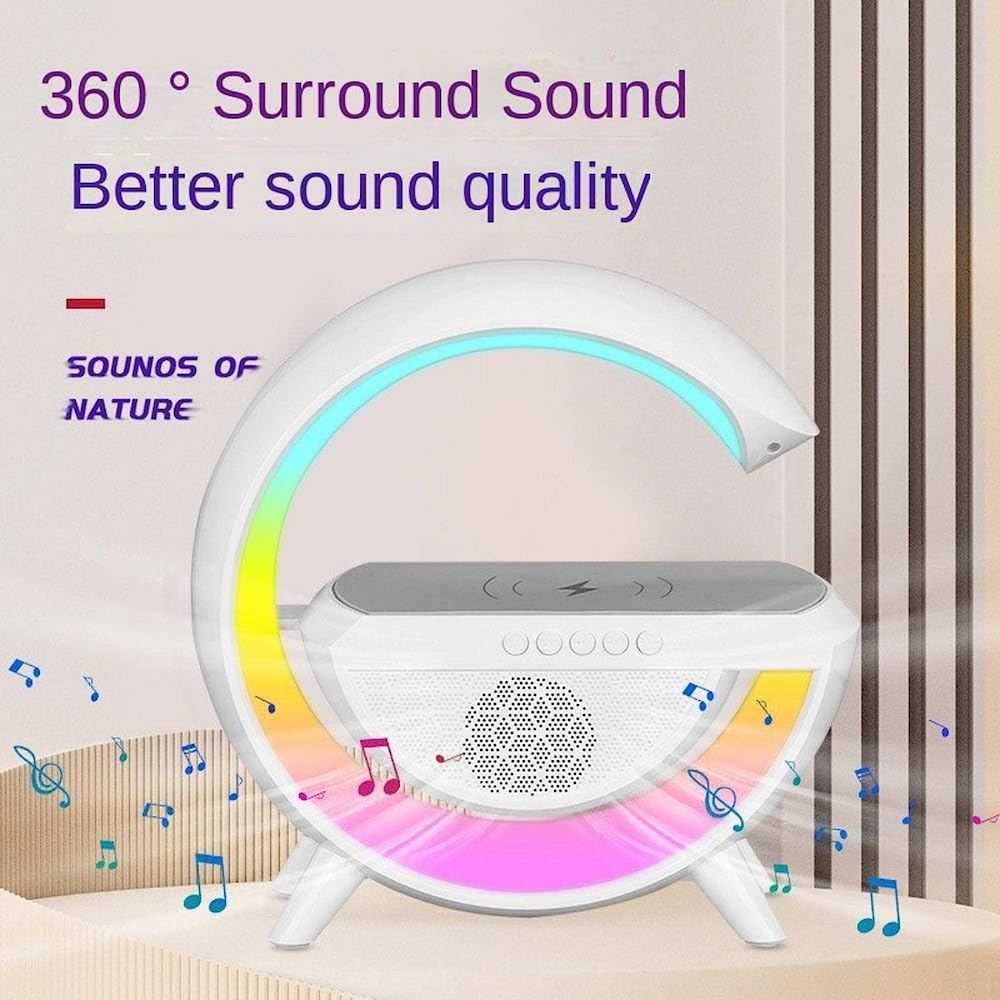 Lampara Bocina Moreka BT-2301,Cargador inalámbrico Bluetooth recargable5