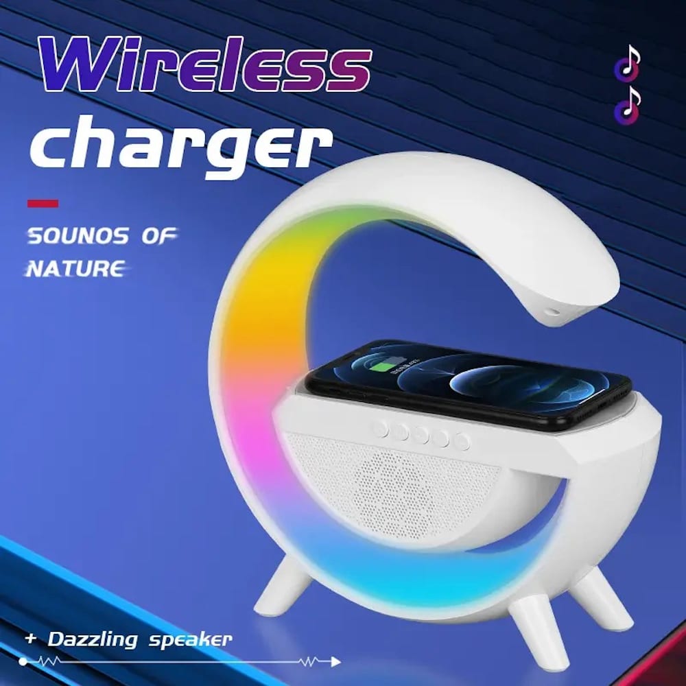 Lampara Bocina Moreka BT-2301,Cargador inalámbrico Bluetooth recargable3