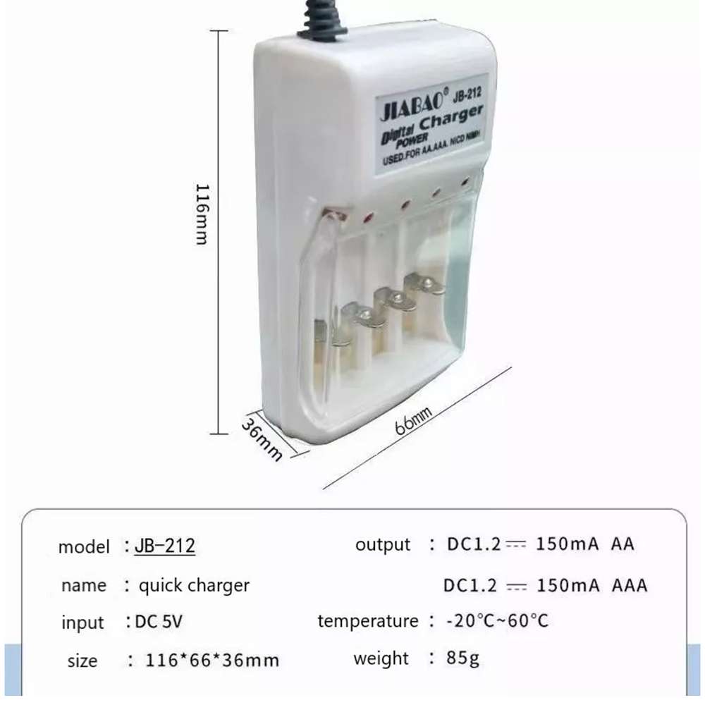Cargador De Pilas Baterías Recargables Aa / Aaa +4 Pilas AAA JB2126