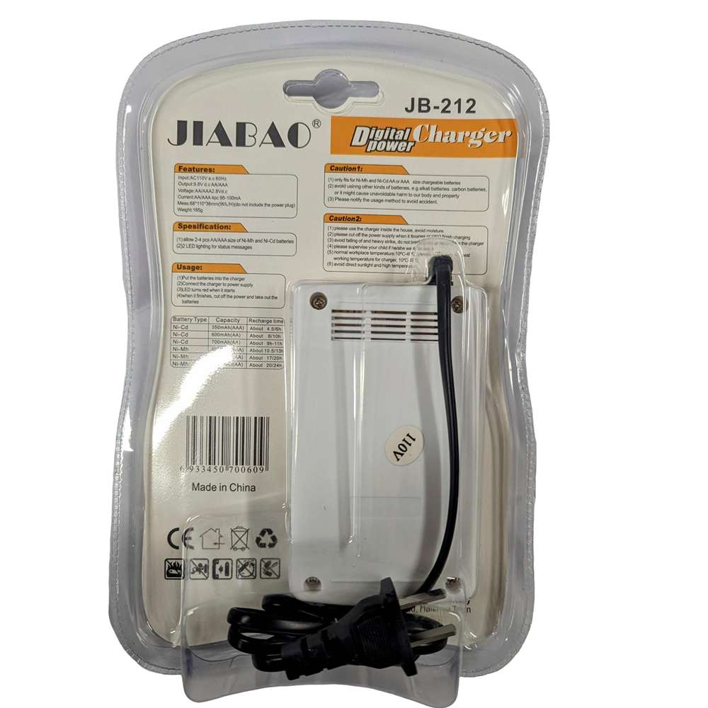 Cargador De Pilas Baterías Recargables Aa / Aaa +4 Pilas AA JB2126