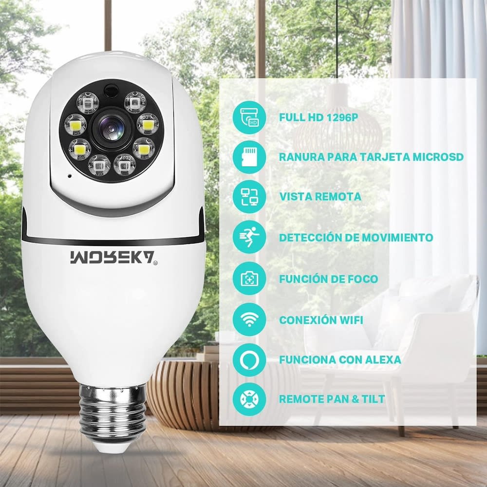 Cámara foco IP 360° Wifi 2mp Visión Nocturna 1080p Jk-0013