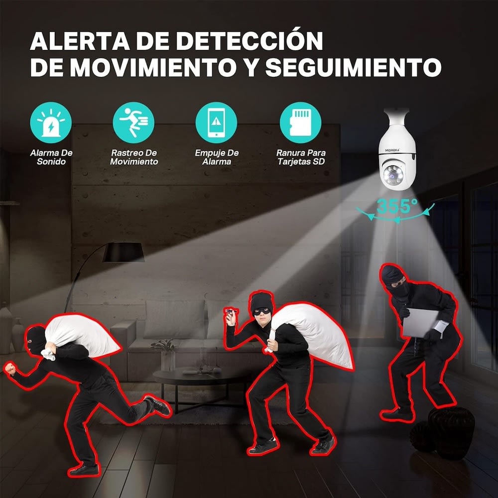 Cámara foco IP 360° Wifi 2mp Visión Nocturna 1080p Jk-0014